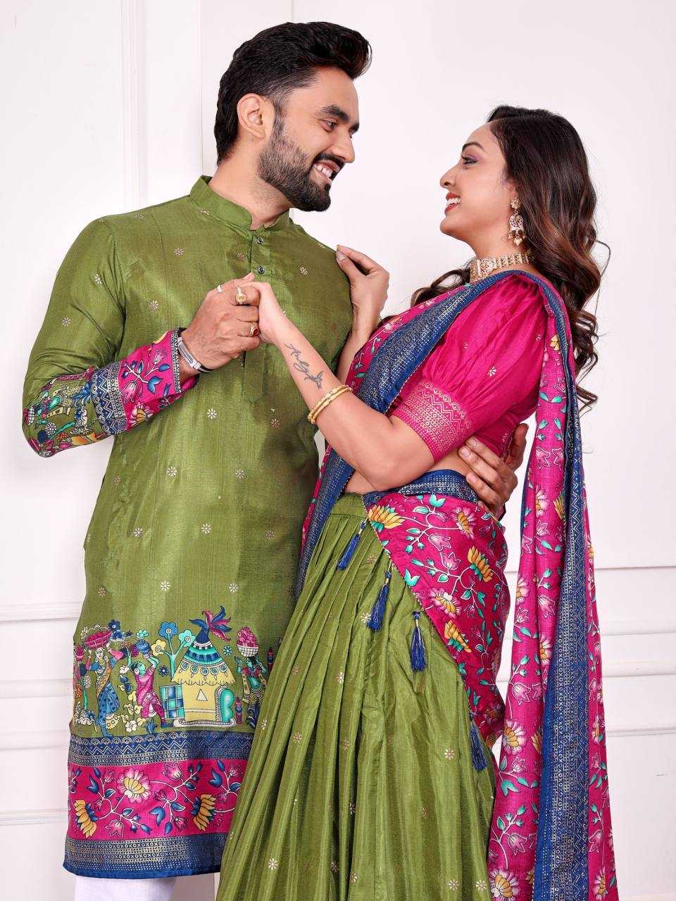YNF Wholesale Dola Silk Couple Matching Ethnic Outfits KESH620 SWEET HEART-2 | Surat Manufacturer