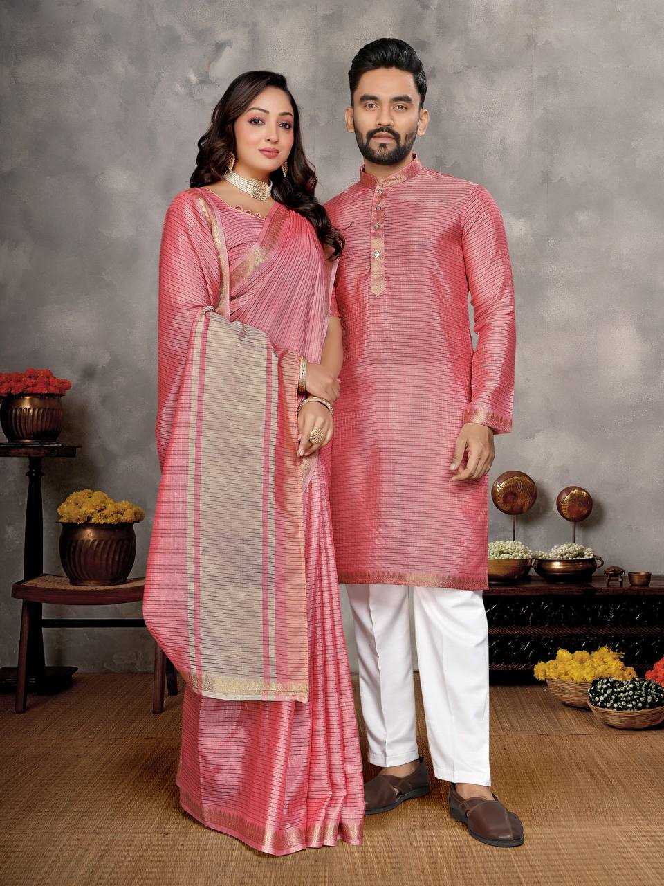 YNF Wholesale Jacquard Couple Matching Ethnic Outfits KESH620 Man~Mohini-2 | Surat Manufacturer