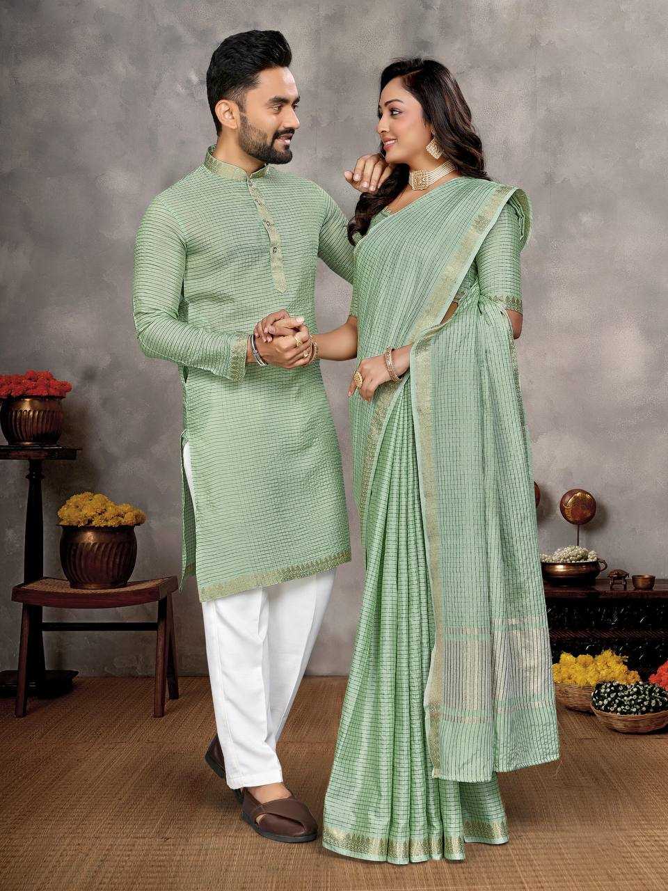 YNF Wholesale Jacquard Couple Matching Ethnic Outfits KESH620 Man~Mohini-2 | Surat Manufacturer