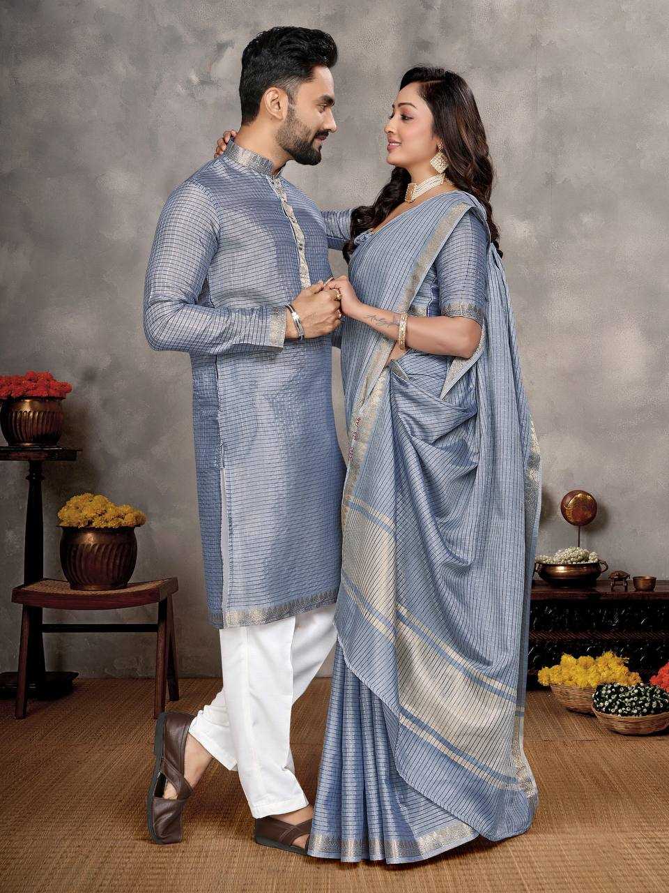 YNF Wholesale Jacquard Couple Matching Ethnic Outfits KESH620 Man~Mohini-2 | Surat Manufacturer
