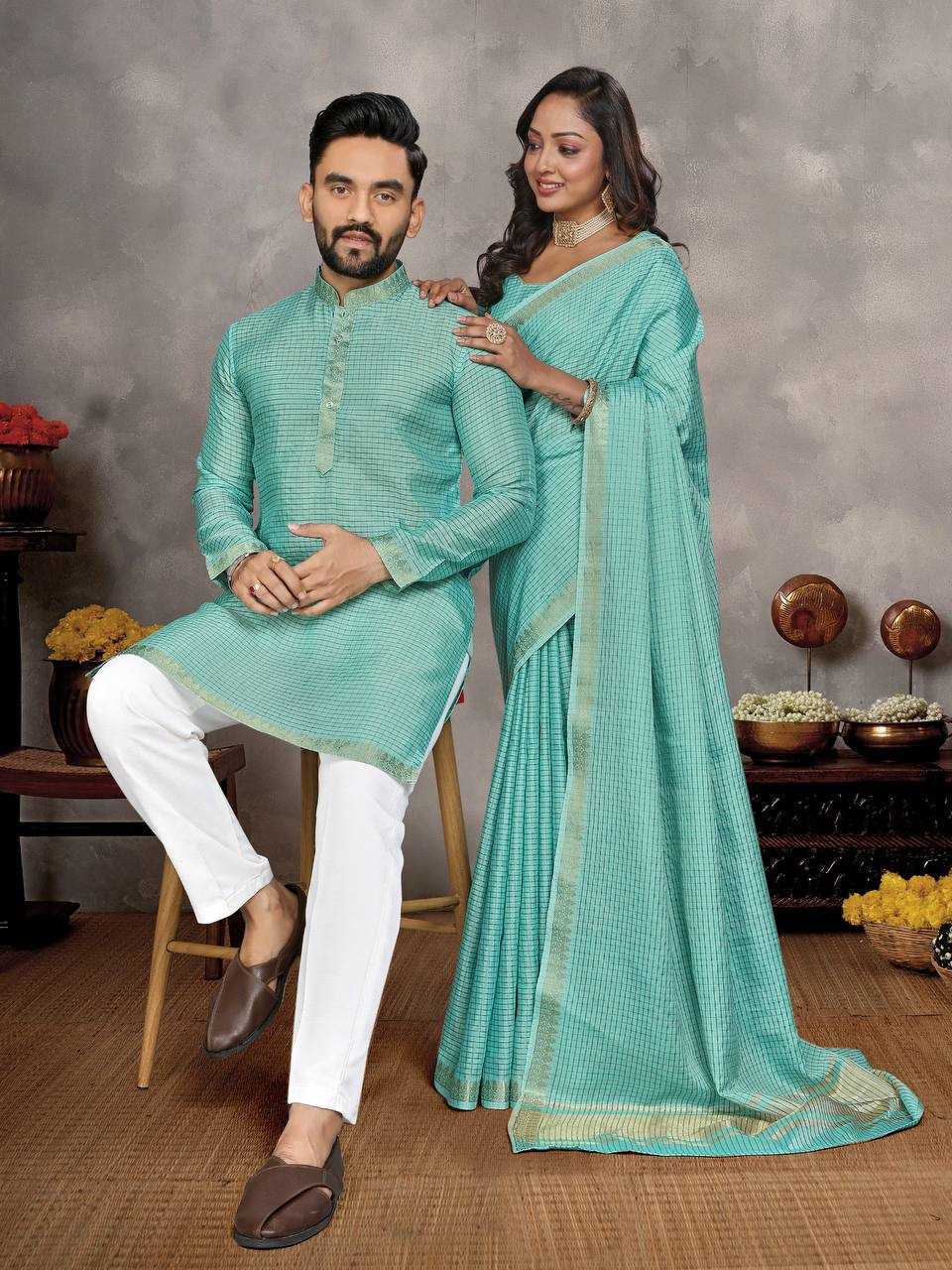 YNF Wholesale Jacquard Couple Matching Ethnic Outfits KESH620 Man~Mohini-2 | Surat Manufacturer