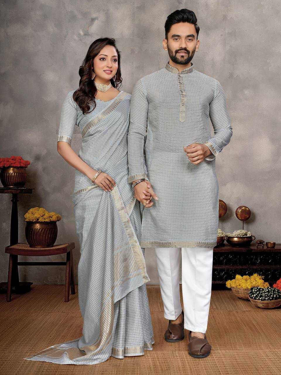 YNF Wholesale Jacquard Couple Matching Ethnic Outfits KESH620 Man~Mohini-2 | Surat Manufacturer
