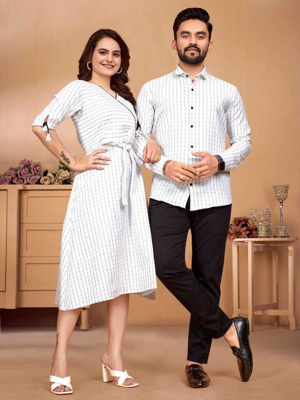 YNF Wholesale Pure Cotton Festive Matching Couple Dresses KESH620 Armani | Surat Manufacturer