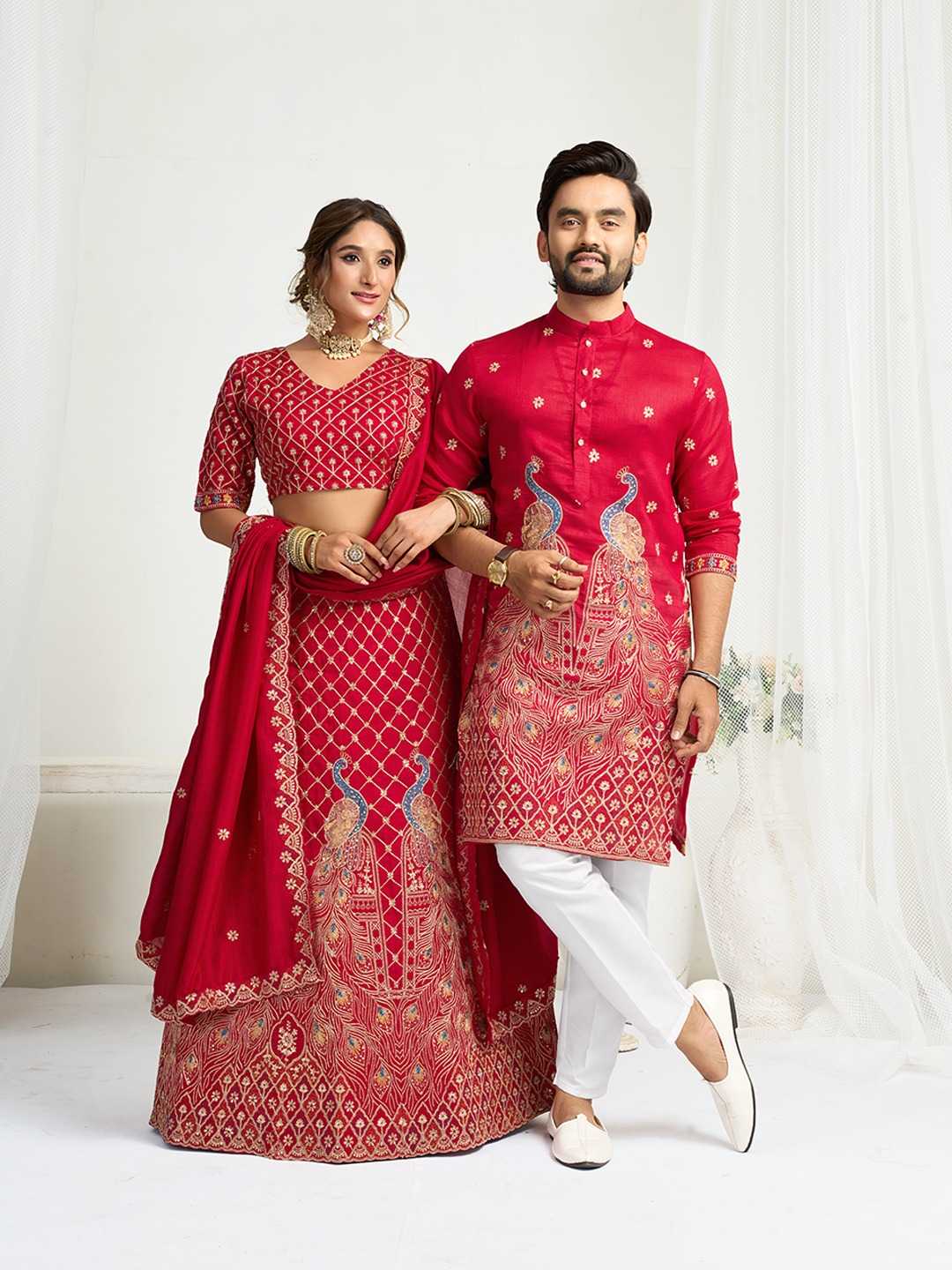 Ynf Silk  Couple Wear Wholesale Couple Matching Ethnic Outfits Festive Matching Couple Dresses Designer Ethnic Outfits For Couples Manufacturer - YNF Online