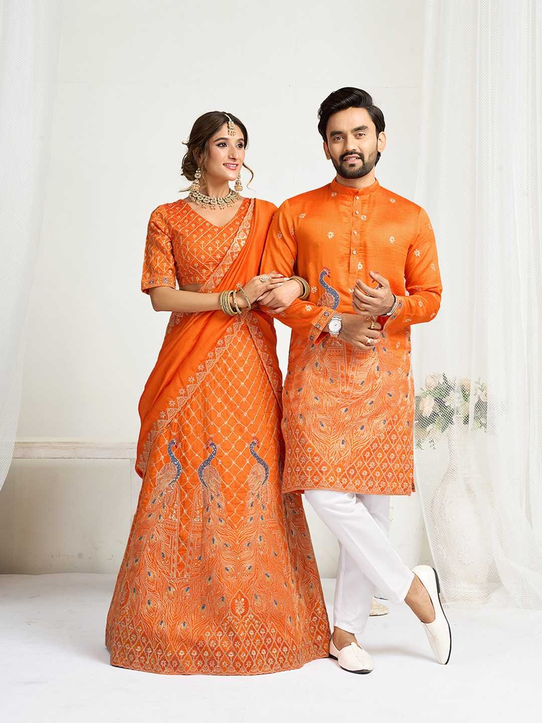 Ynf Silk  Couple Wear Wholesale Couple Matching Ethnic Outfits Festive Matching Couple Dresses Designer Ethnic Outfits For Couples Manufacturer - YNF Online
