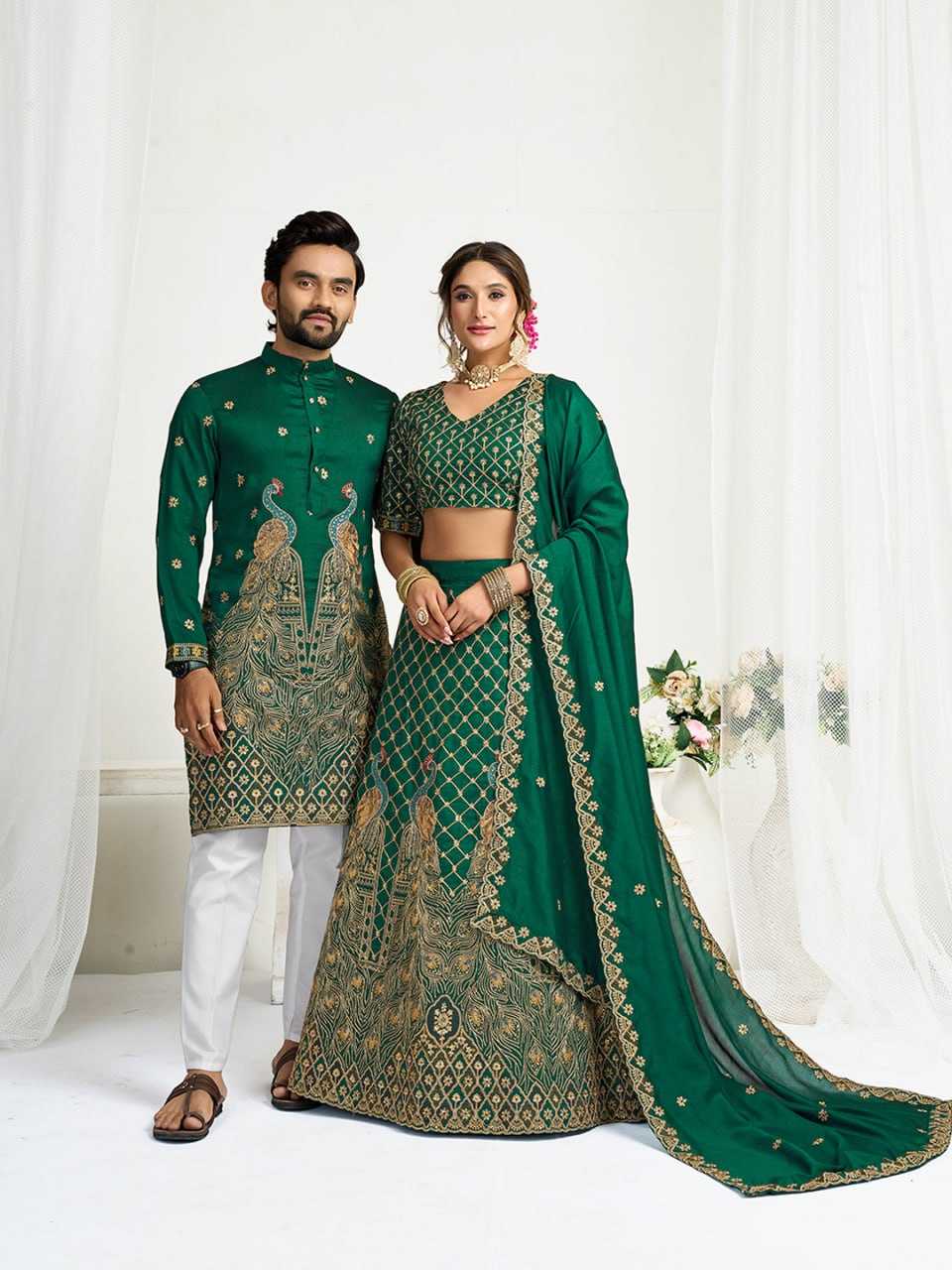 YNF Wholesale Vichitra Silk Couple Matching Ethnic Outfits RIN131 06 | Surat Manufacturer