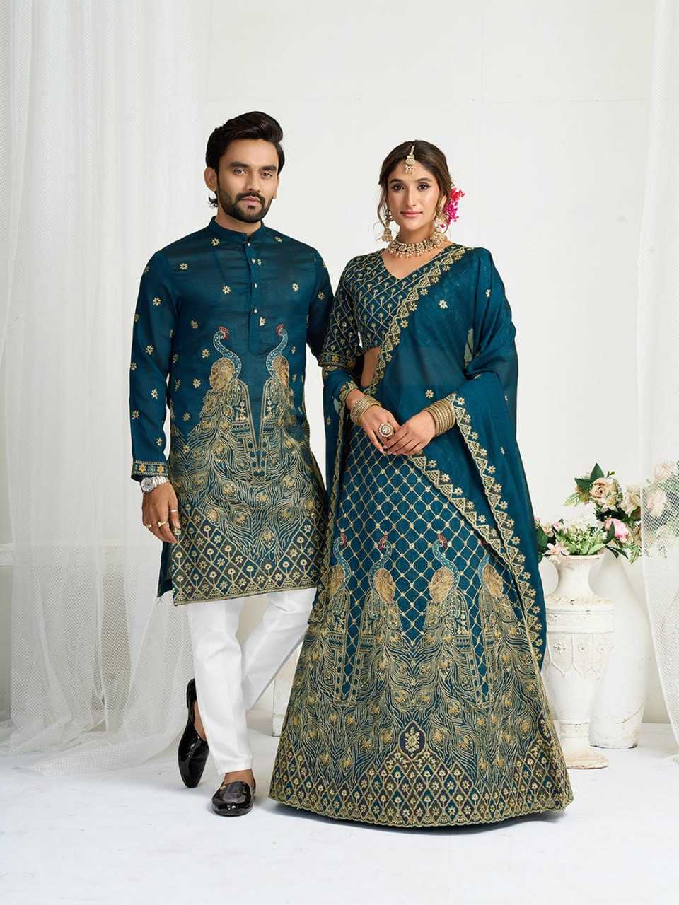 YNF Wholesale Vichitra Silk Couple Matching Ethnic Outfits RIN131 06 | Surat Manufacturer