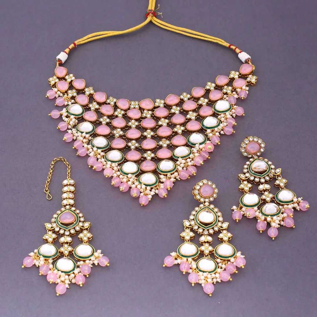 YNF Wholesale Brass Designer Crystal Necklaces KESH494 | Surat Manufacturer