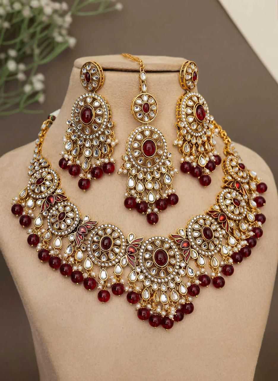 YNF Wholesale Brass Designer Crystal Necklaces KESH494 | Surat Manufacturer