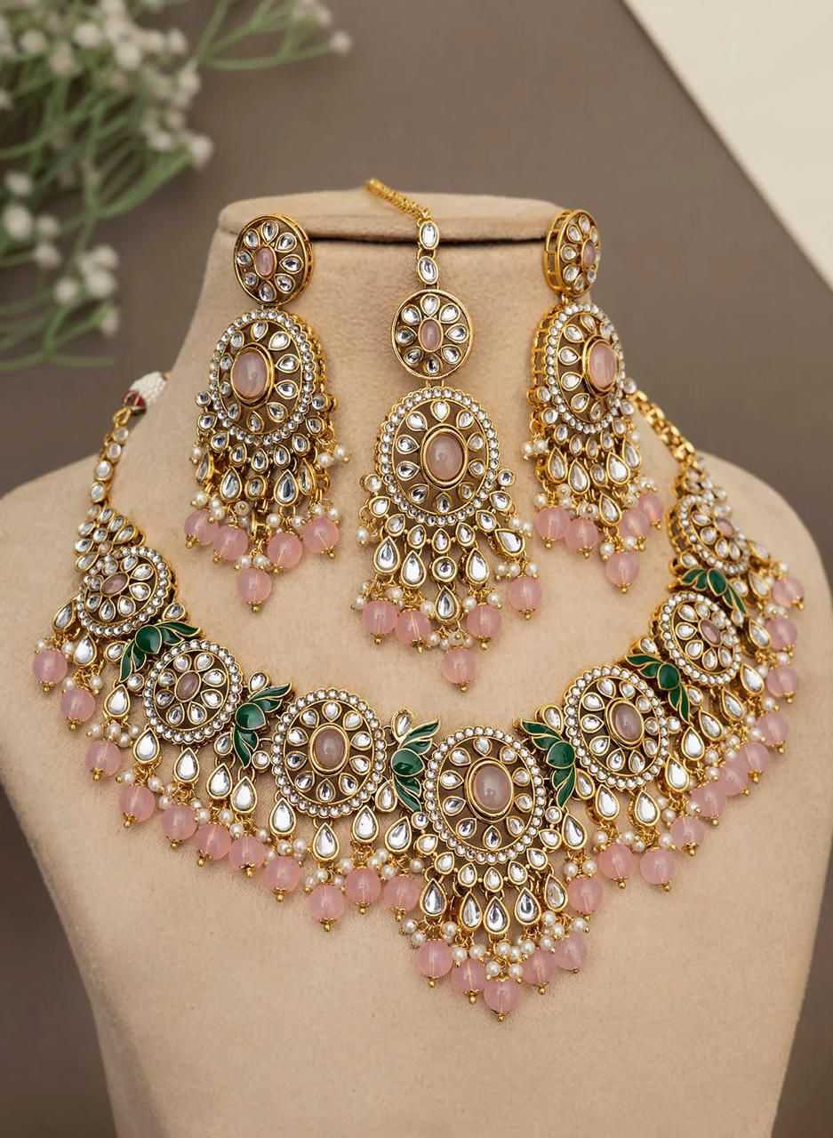 YNF Wholesale Brass Designer Crystal Necklaces KESH494 | Surat Manufacturer
