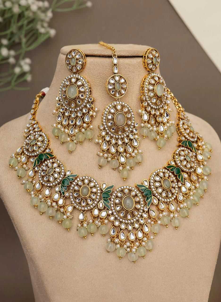 YNF Wholesale Brass Designer Crystal Necklaces KESH494 | Surat Manufacturer