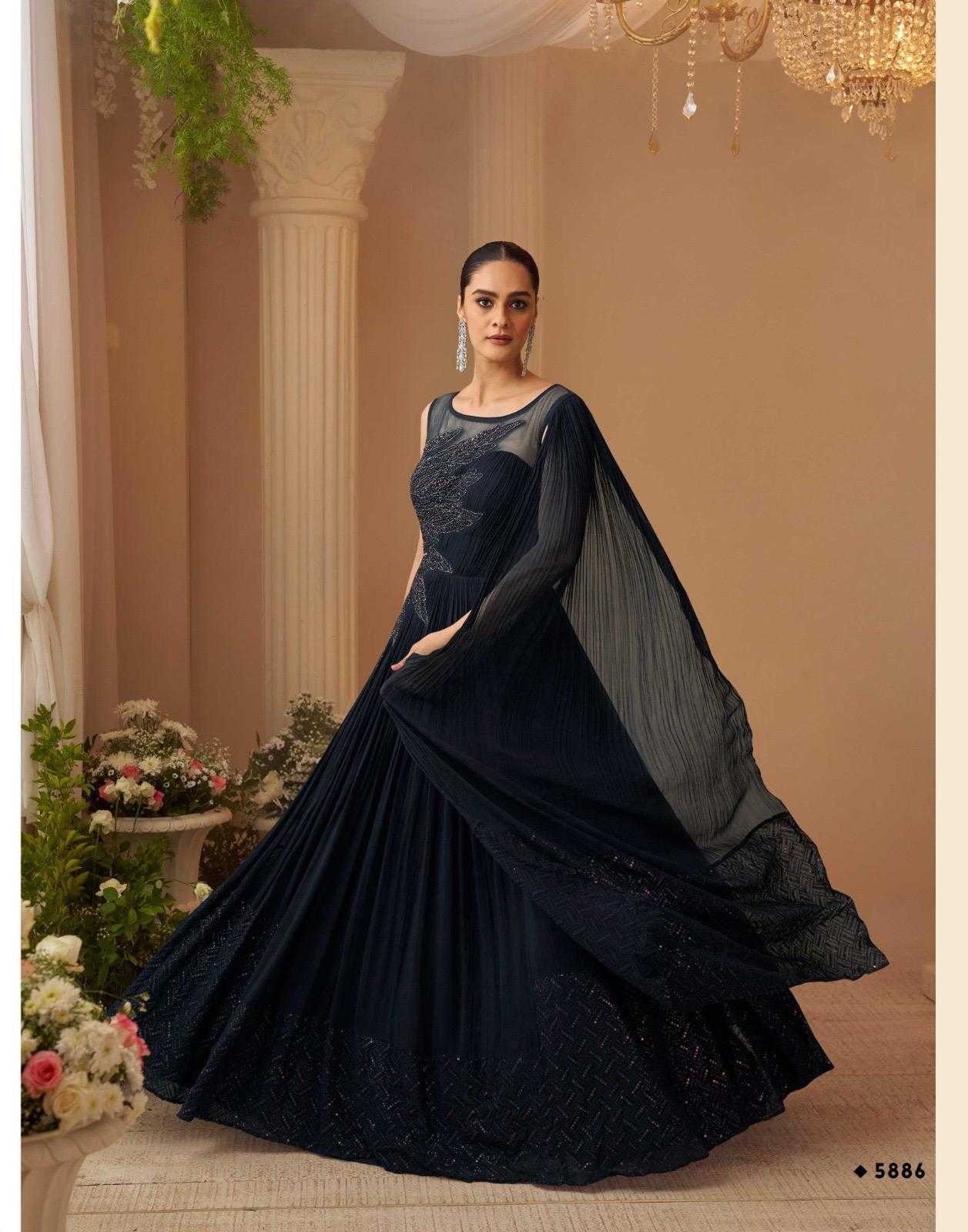 YNF Wholesale Chinon Silk Embroidery Gowns KESH481 SAYURI AAROHI | Surat Manufacturer