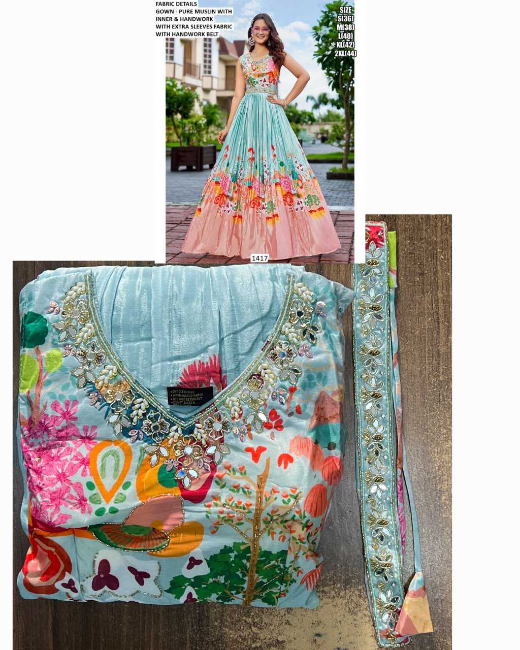 YNF Wholesale Heavy Muslin Fancy Gowns KESH481 SAHIL | Surat Manufacturer
