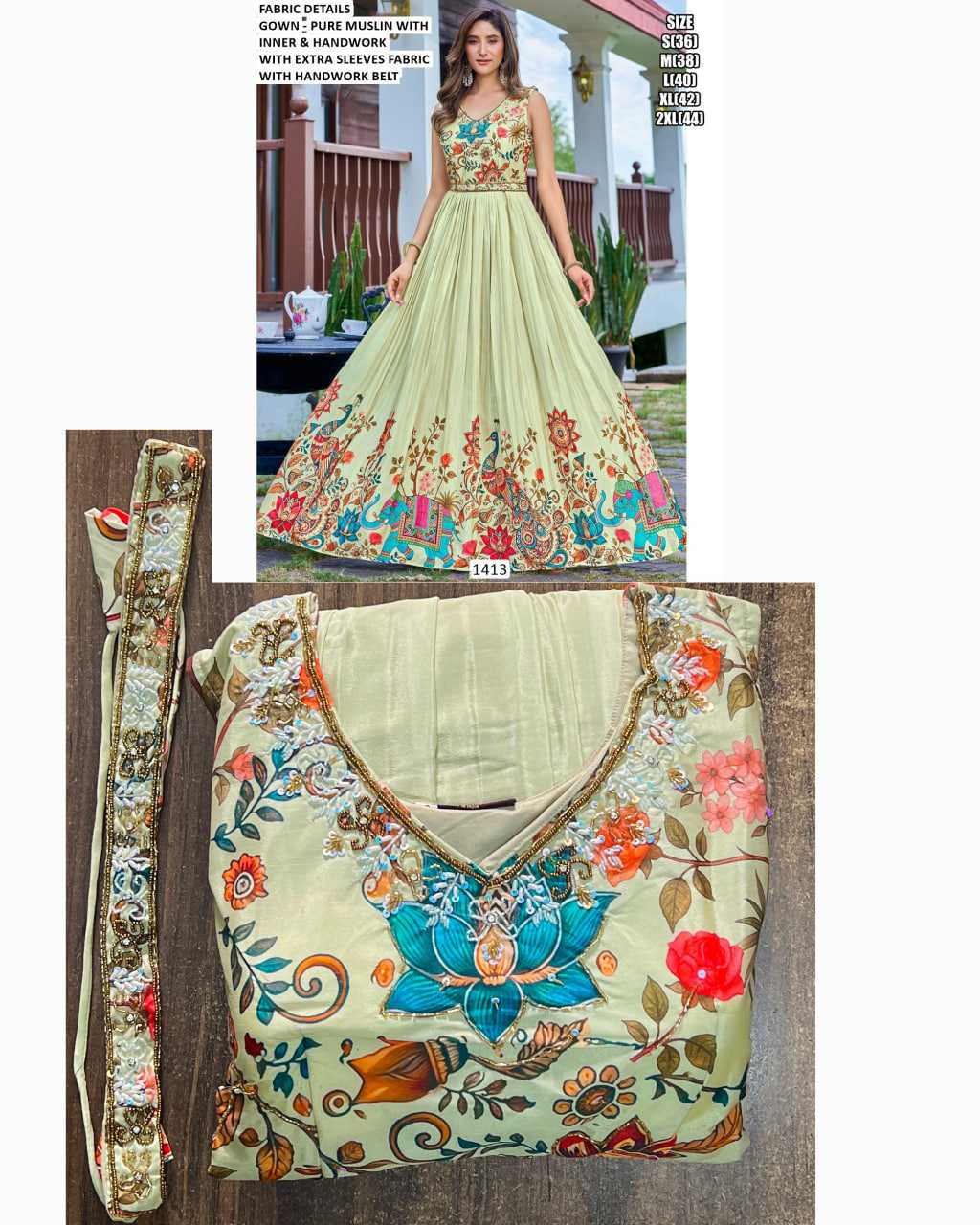 YNF Wholesale Heavy Muslin Fancy Gowns KESH481 SAHIL | Surat Manufacturer