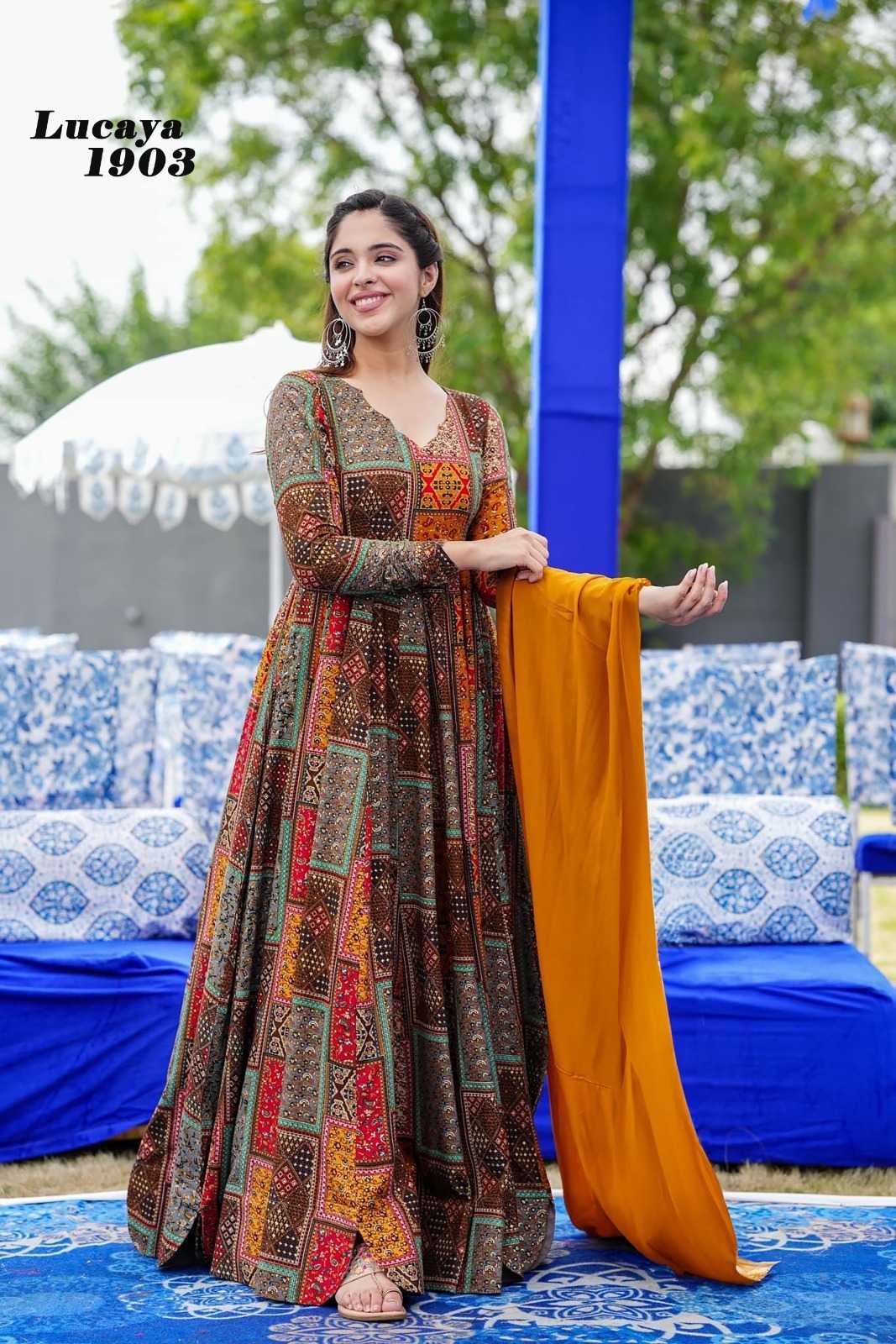 YNF Wholesale Heavy Rayon Fancy Gowns KESH530 LUCAYA VOL-19 1901 | Surat Manufacturer