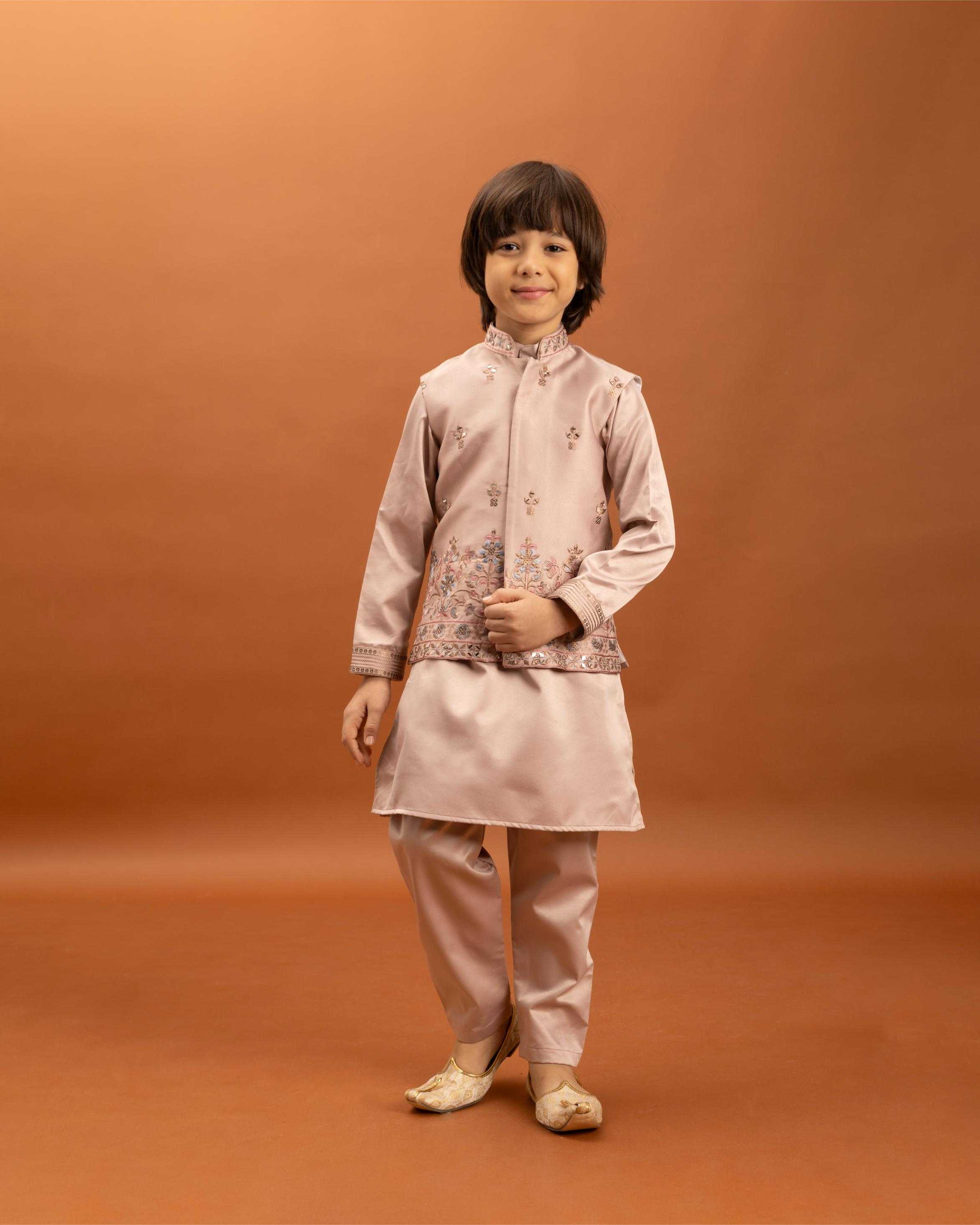 Ynf Satin  Kids Wear Wholesale Boys Kurta Pyjama Kids Kurta Pajama Baby Boy Kurta Set Manufacturer - YNF Online