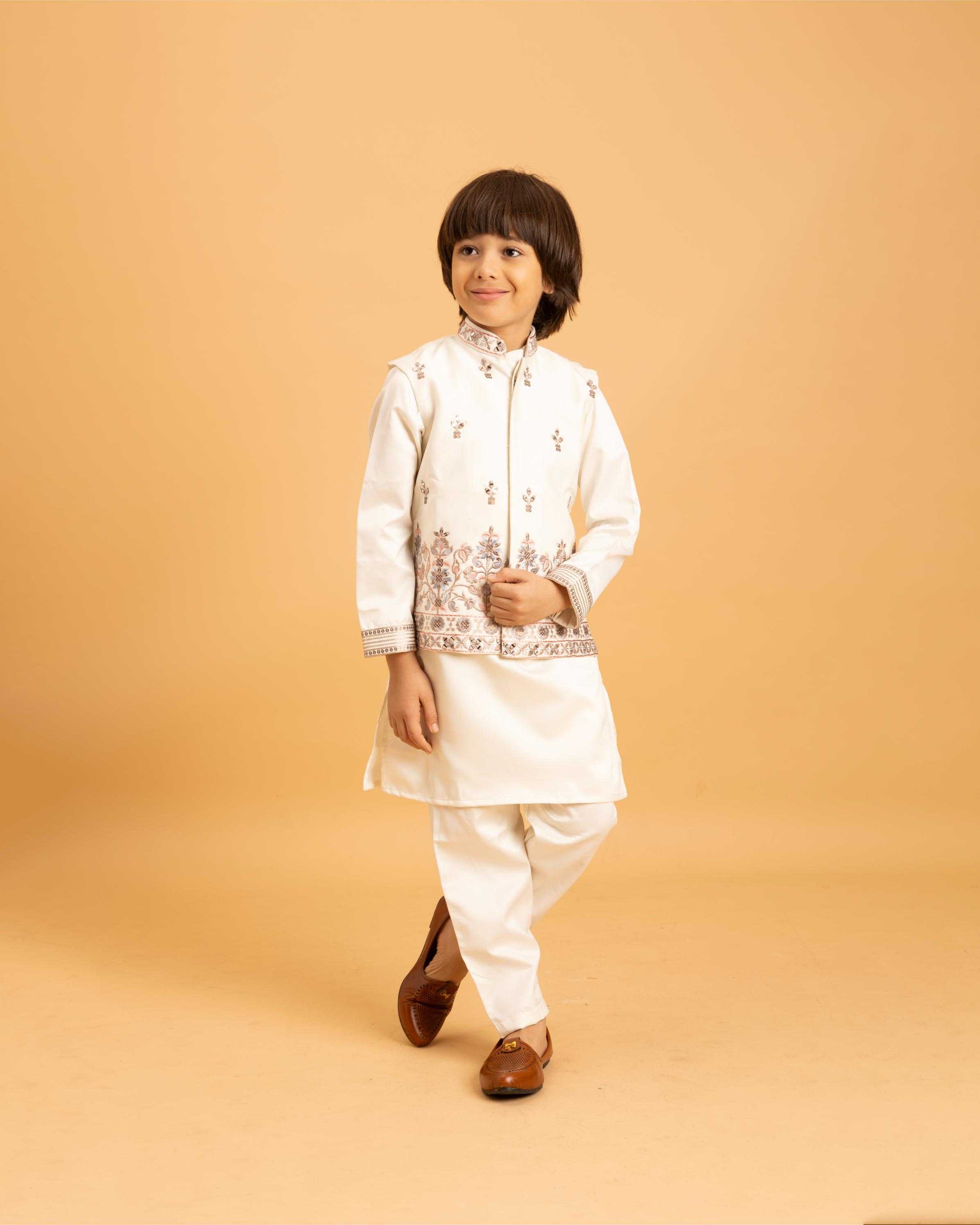 Ynf Satin  Kids Wear Wholesale Boys Kurta Pyjama Kids Kurta Pajama Baby Boy Kurta Set Manufacturer - YNF Online
