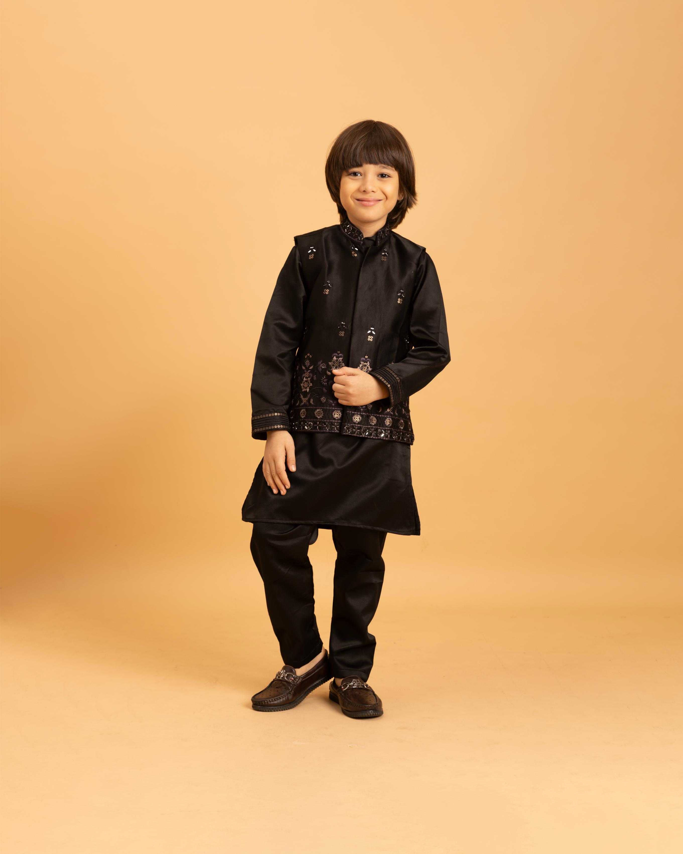 Ynf Satin  Kids Wear Wholesale Boys Kurta Pyjama Kids Kurta Pajama Baby Boy Kurta Set Manufacturer - YNF Online