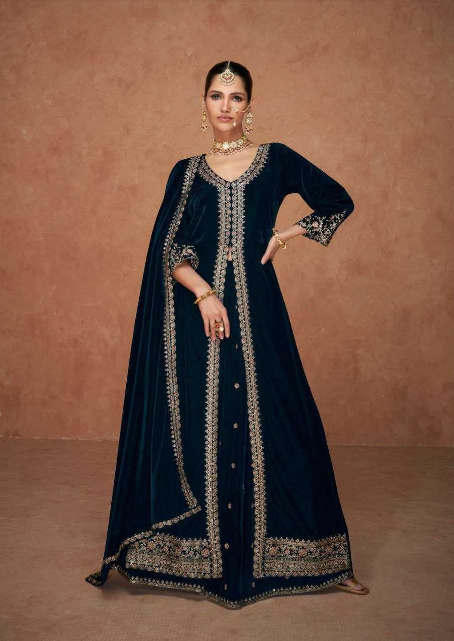YNF Wholesale Velvet Embroidery Gowns KESH587 PALKI | Surat Manufacturer