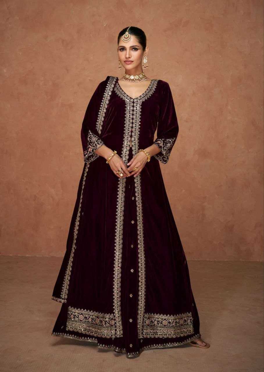 YNF Wholesale Velvet Embroidery Gowns KESH587 PALKI | Surat Manufacturer