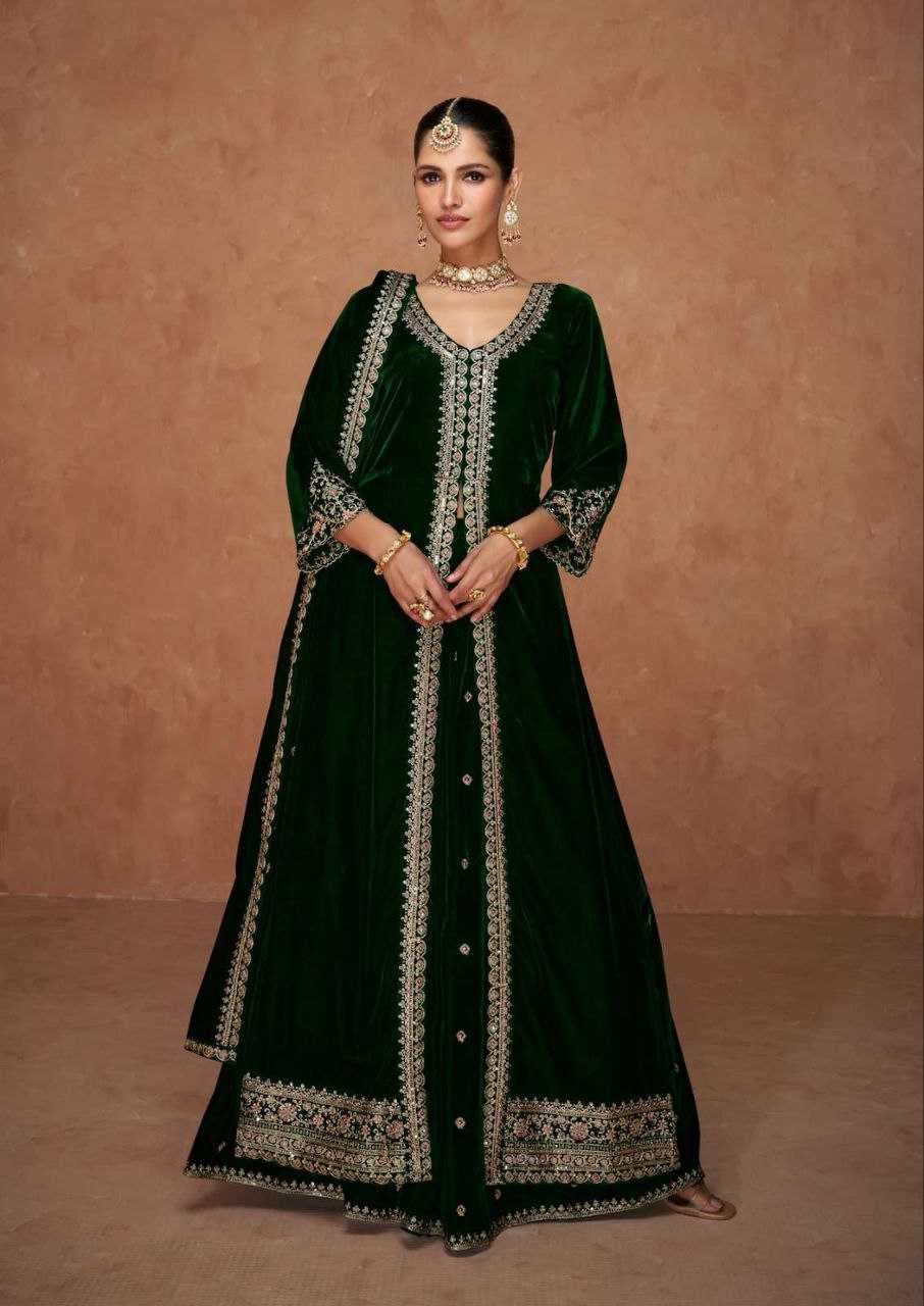 YNF Wholesale Velvet Embroidery Gowns KESH587 PALKI | Surat Manufacturer