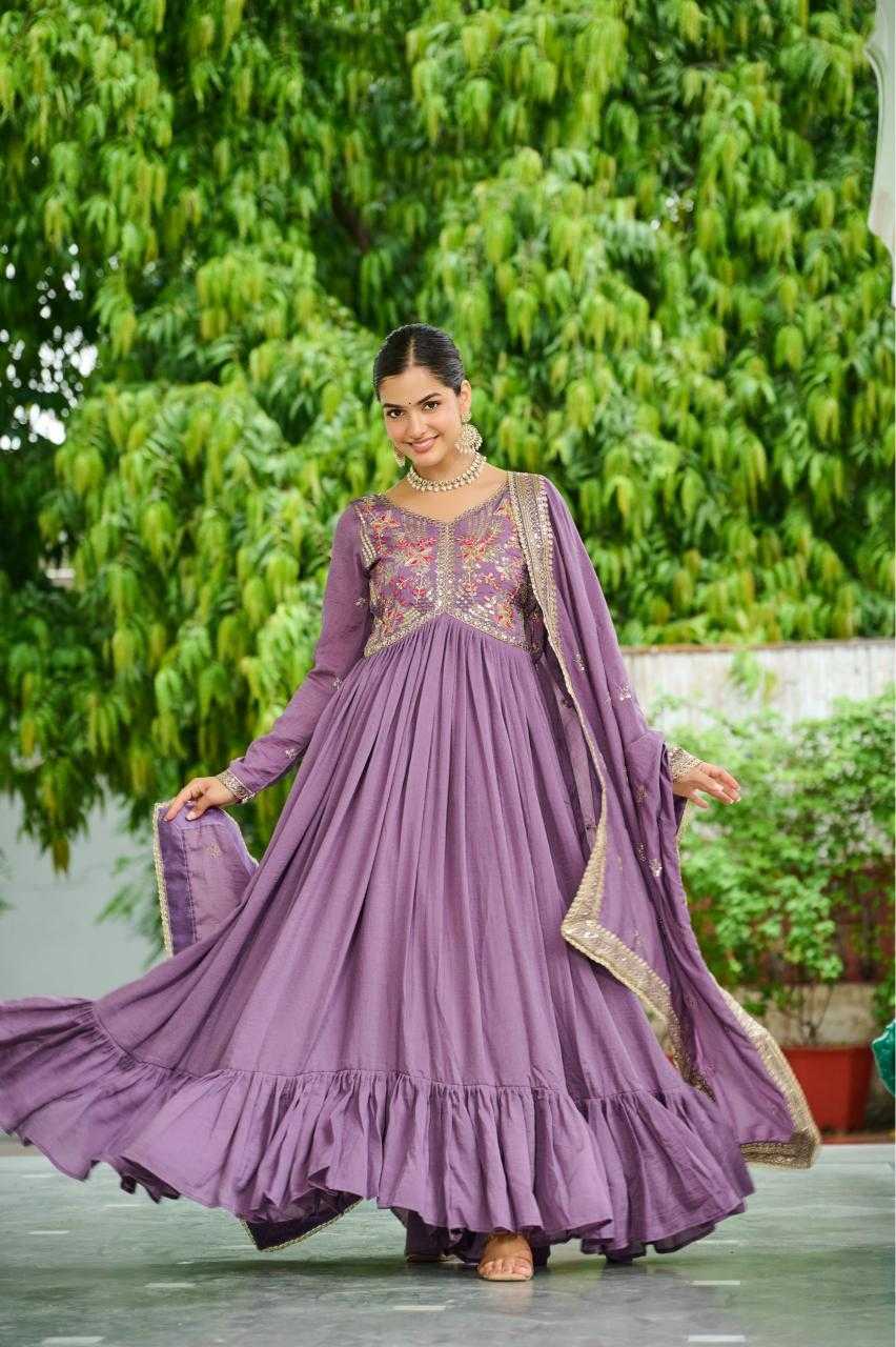 YNF Wholesale Vichitra Silk Embroidery Gowns KESH530 PALLAVI | Surat Manufacturer