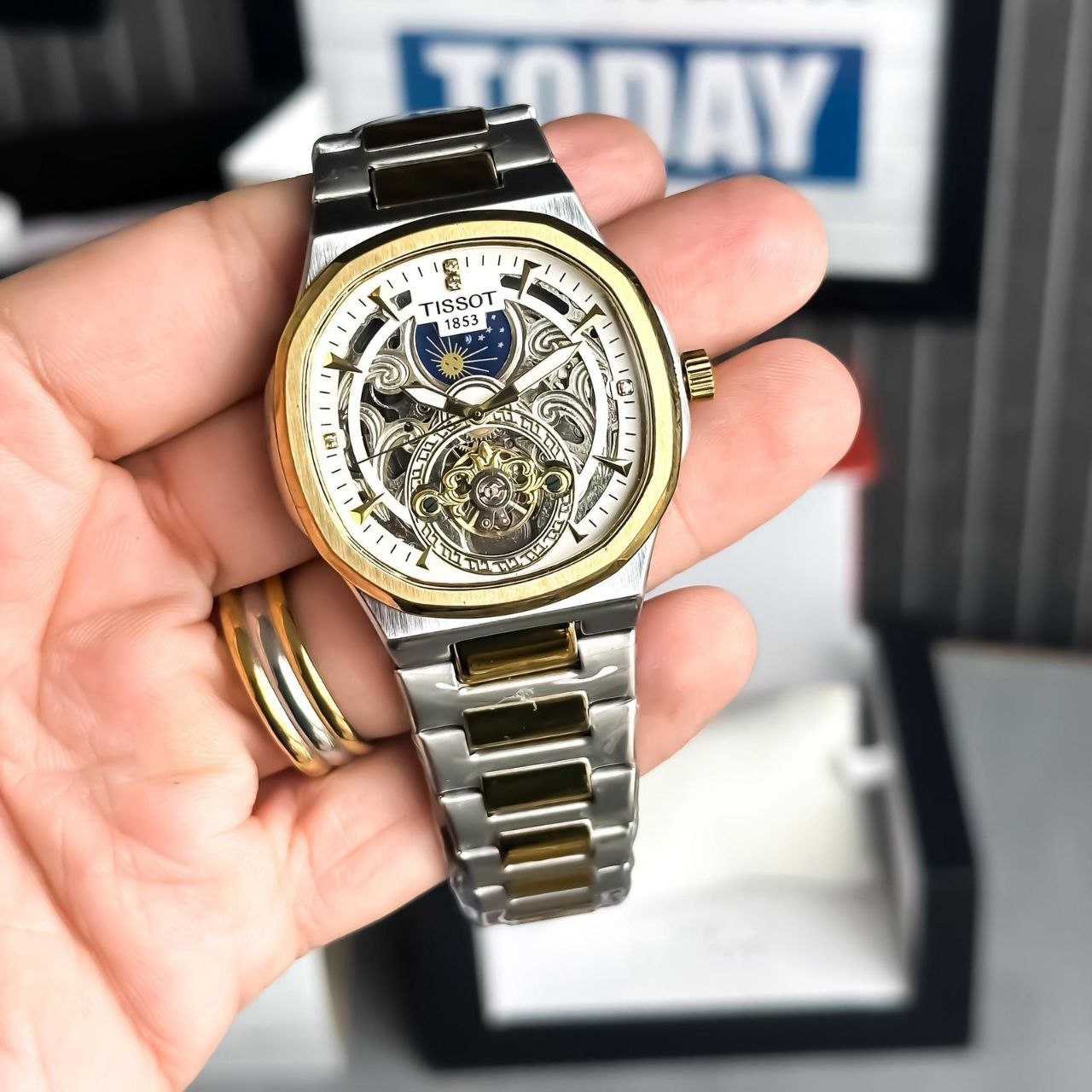 YNF Wholesale Brass Mens Automatic & Mechanical Watches KESH595 Tissot Sun-Moon | Surat Manufacturer