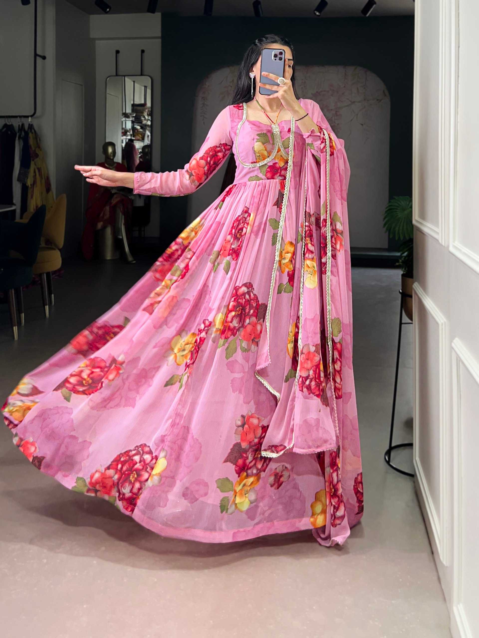 YNF Wholesale Chiffon Gown With Dupatta KESH134 5103 | Surat Manufacturer