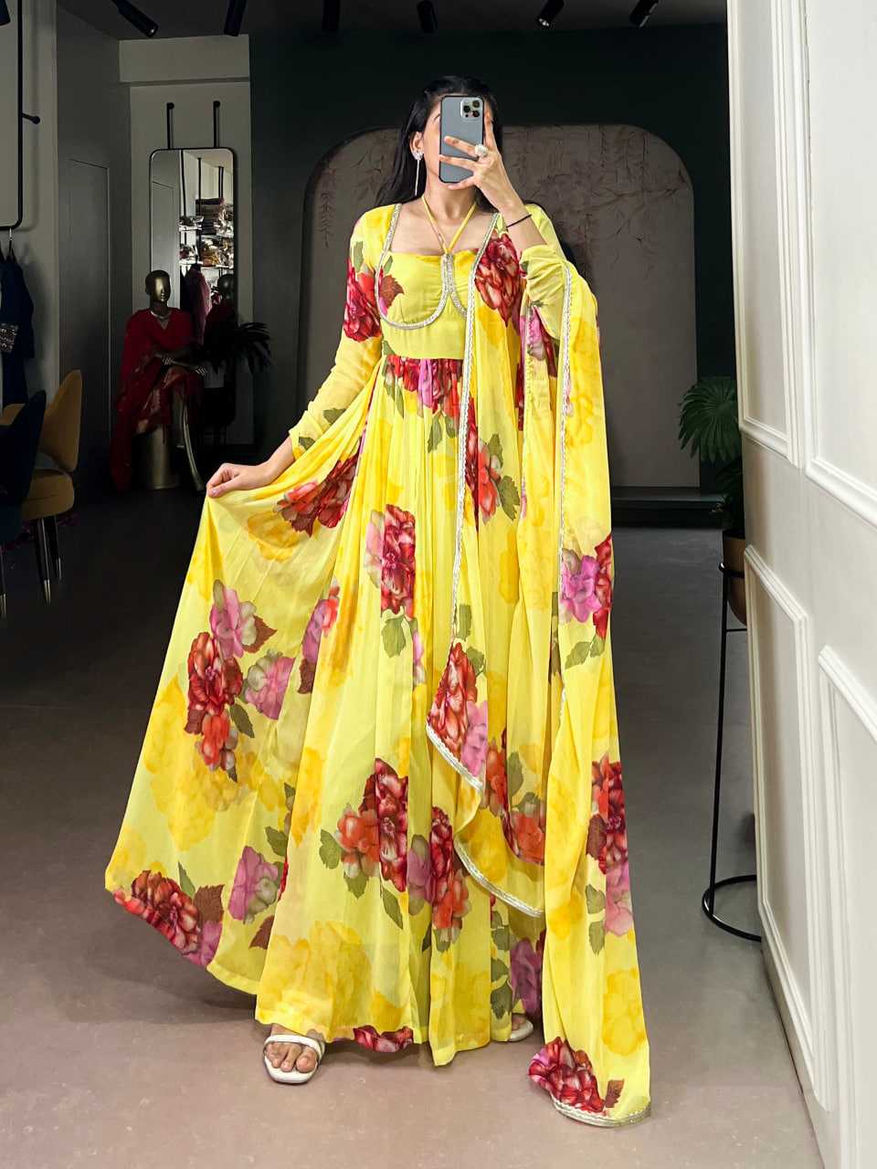 YNF Wholesale Chiffon Gown With Dupatta KESH134 5103 | Surat Manufacturer