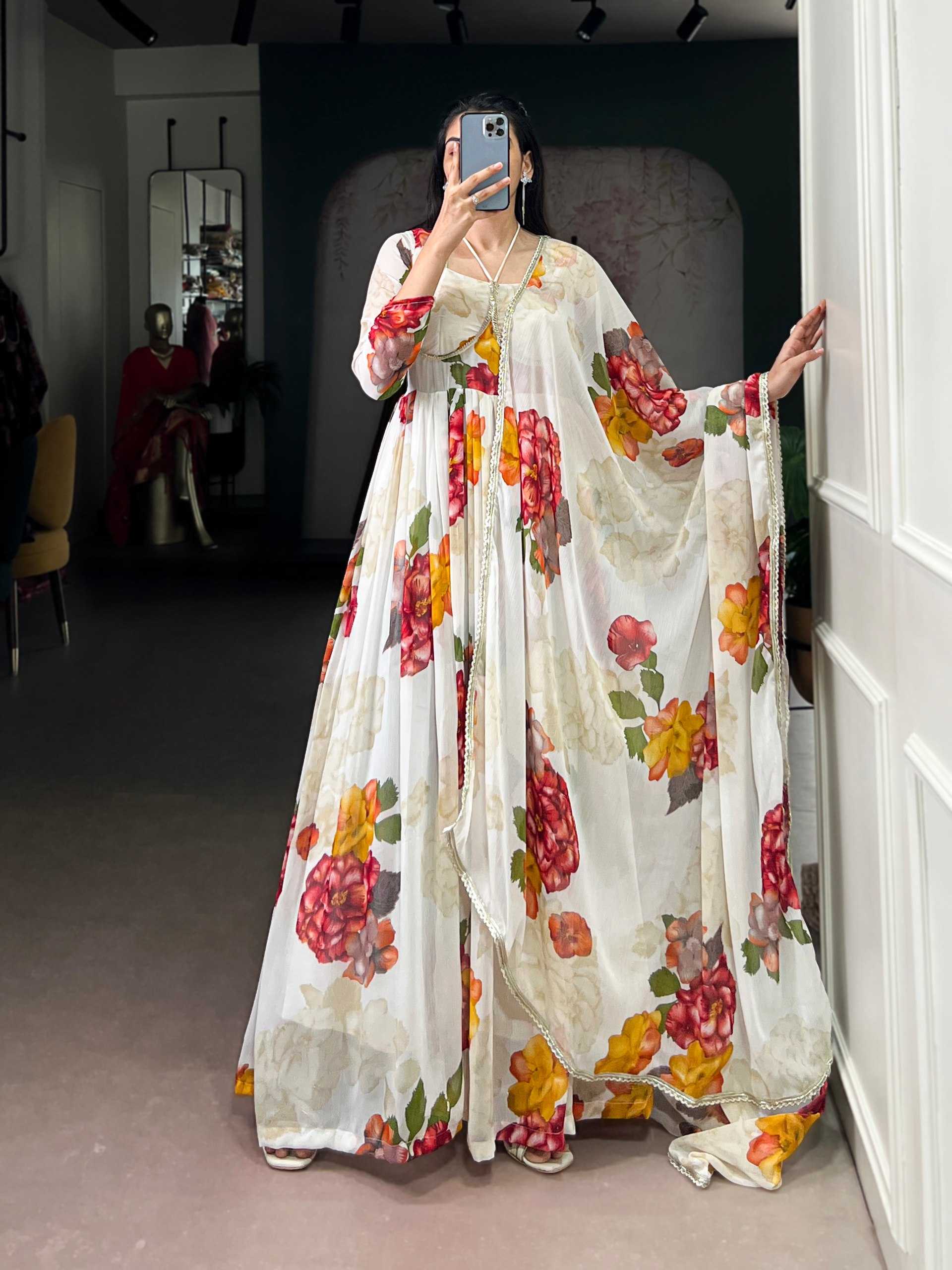 YNF Wholesale Chiffon Gown With Dupatta KESH134 5103 | Surat Manufacturer