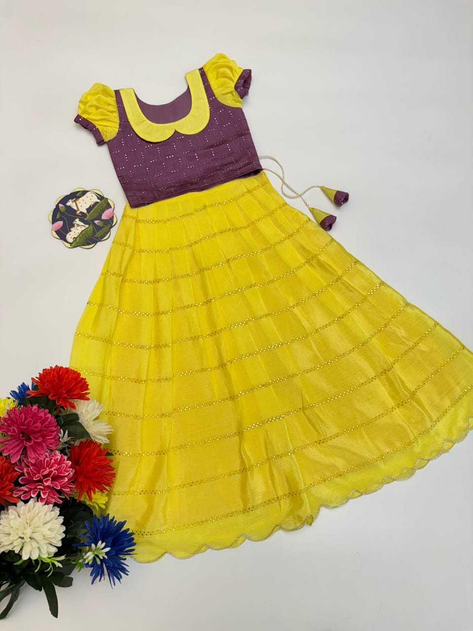 YNF Wholesale Chinon Kids Lehenga RIN235 Mukiesh | Surat Manufacturer
