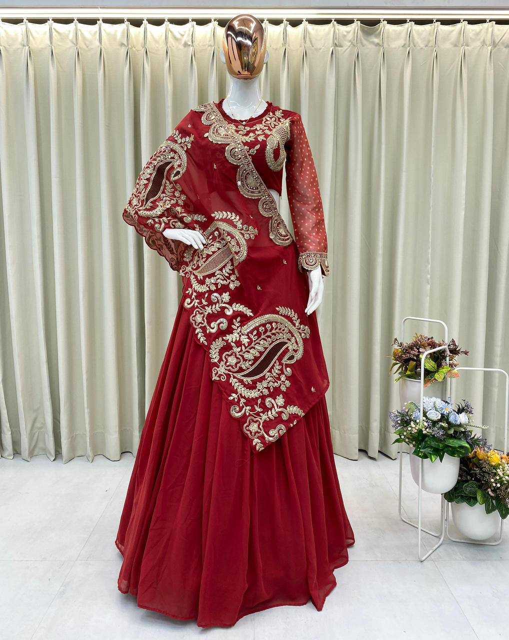 YNF Wholesale Georgette Embroidered Lehenga KESH678 400 | Surat Manufacturer