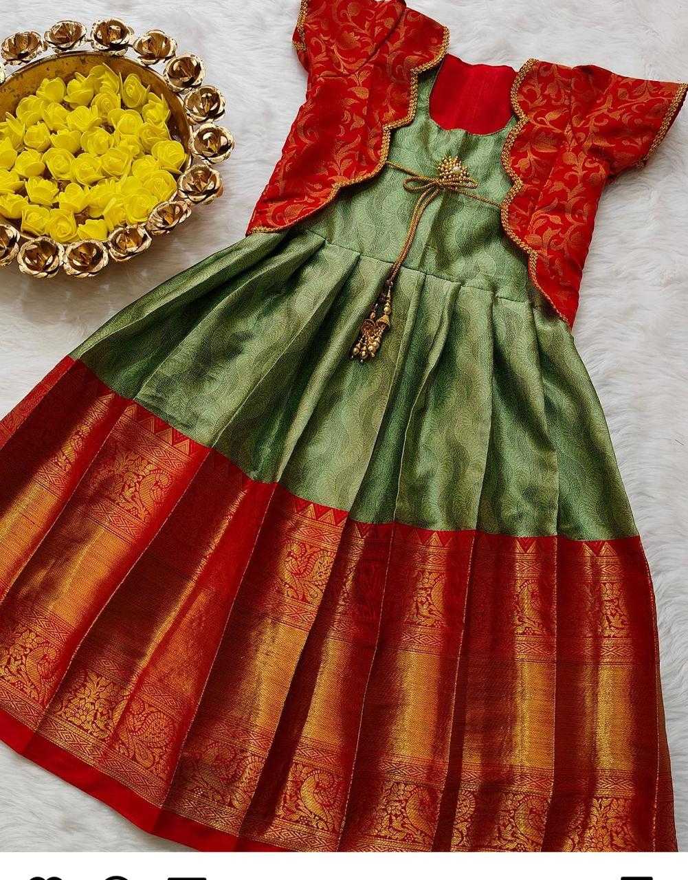 YNF Wholesale Lichi Silk Kids Gown RIN235 Snehal | Surat Manufacturer