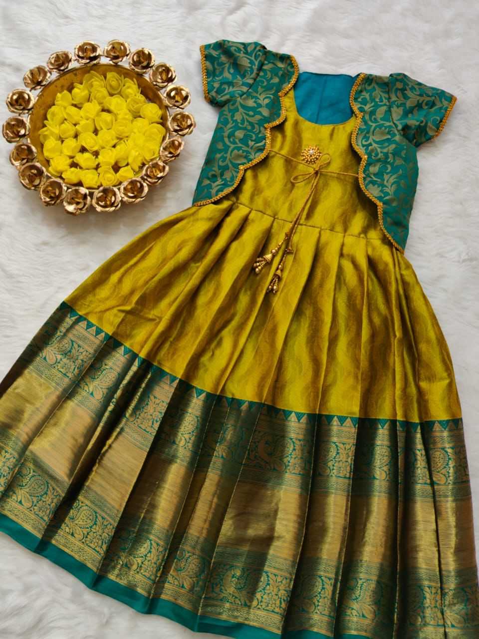 YNF Wholesale Lichi Silk Kids Gown RIN235 Snehal | Surat Manufacturer
