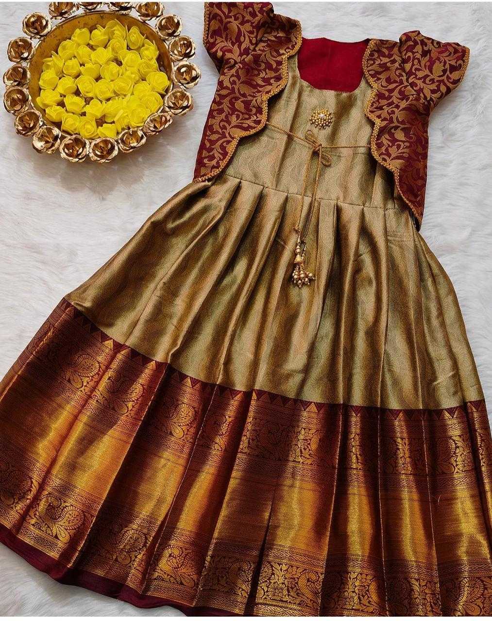YNF Wholesale Lichi Silk Kids Gown RIN235 Snehal | Surat Manufacturer