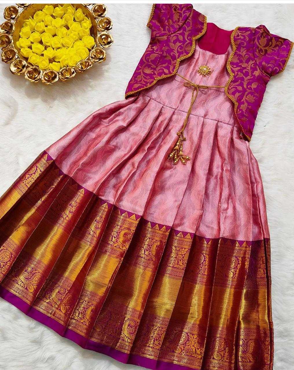 YNF Wholesale Lichi Silk Kids Gown RIN235 Snehal | Surat Manufacturer