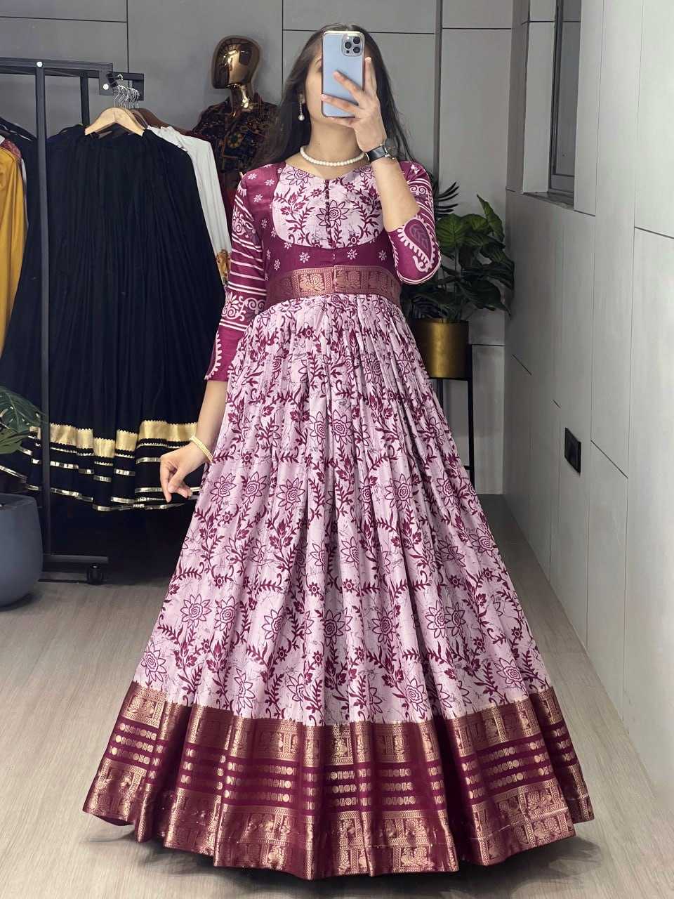 YNF Wholesale Soft Silk Party Wear Gowns RIN119 6001 | Surat Manufacturer