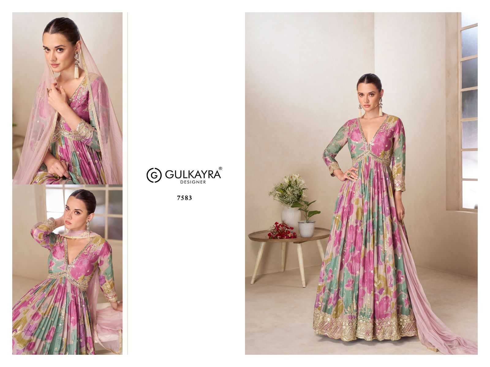 YNF Wholesale Chinon Printed Suits KESH587 Gulkayra RUSHIKA | Surat Manufacturer