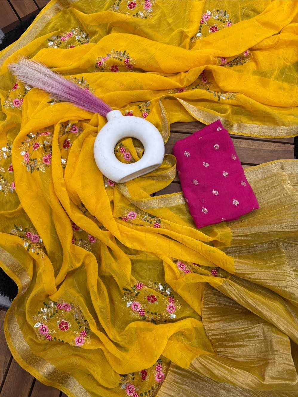 YNF Wholesale Chinon Sequence Sarees KESH676 Viscose Chex | Surat Manufacturer