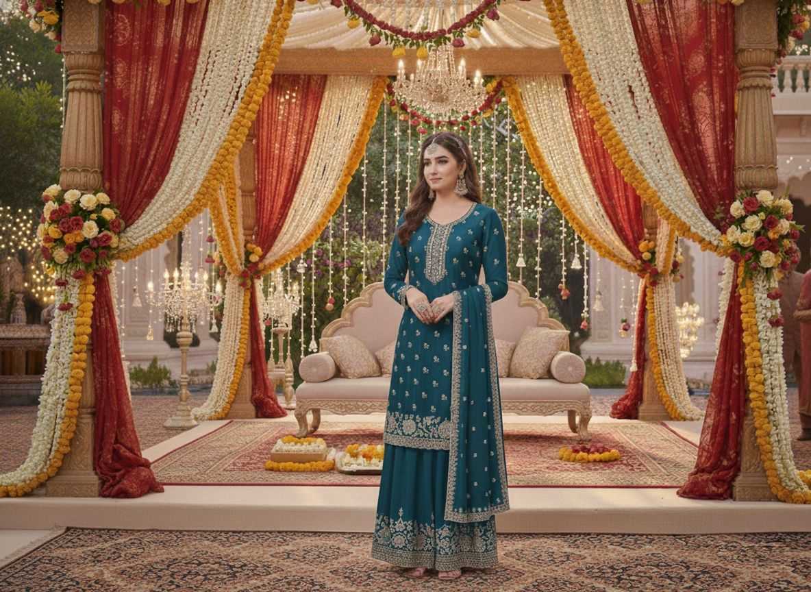 YNF Wholesale Chinon Palazzo Suit RIN236 72691 | Surat Manufacturer