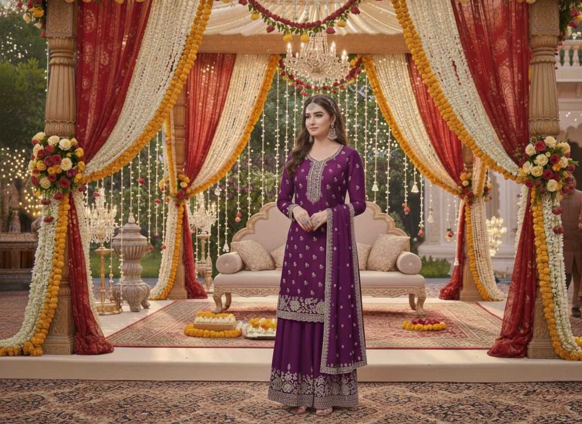 YNF Wholesale Chinon Palazzo Suit RIN236 72691 | Surat Manufacturer