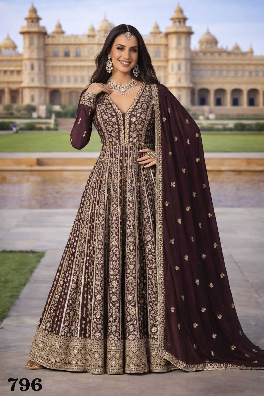 YNF Wholesale Chinon Silk Bollywood Style Gowns KESH481 MRUDANGI ZARA 795 | Surat Manufacturer