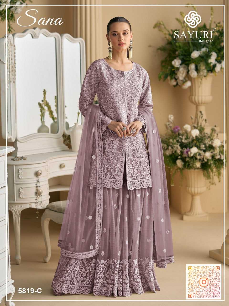 YNF Wholesale Crepe Silk Embroidery Suits KESH704 SAYURI SANA 5819 | Surat Manufacturer