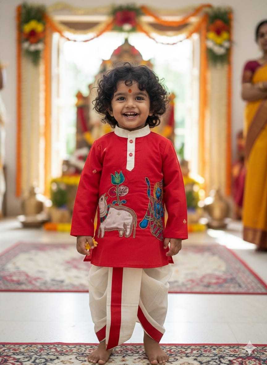 YNF Wholesale Fancy Kids Dhoti Kurta KESH505 Kalamkari | Surat Manufacturer