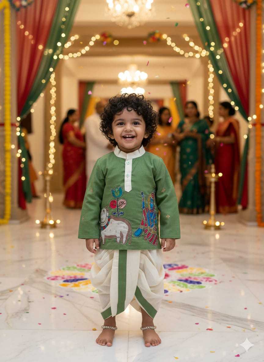 YNF Wholesale Fancy Kids Dhoti Kurta KESH505 Kalamkari | Surat Manufacturer