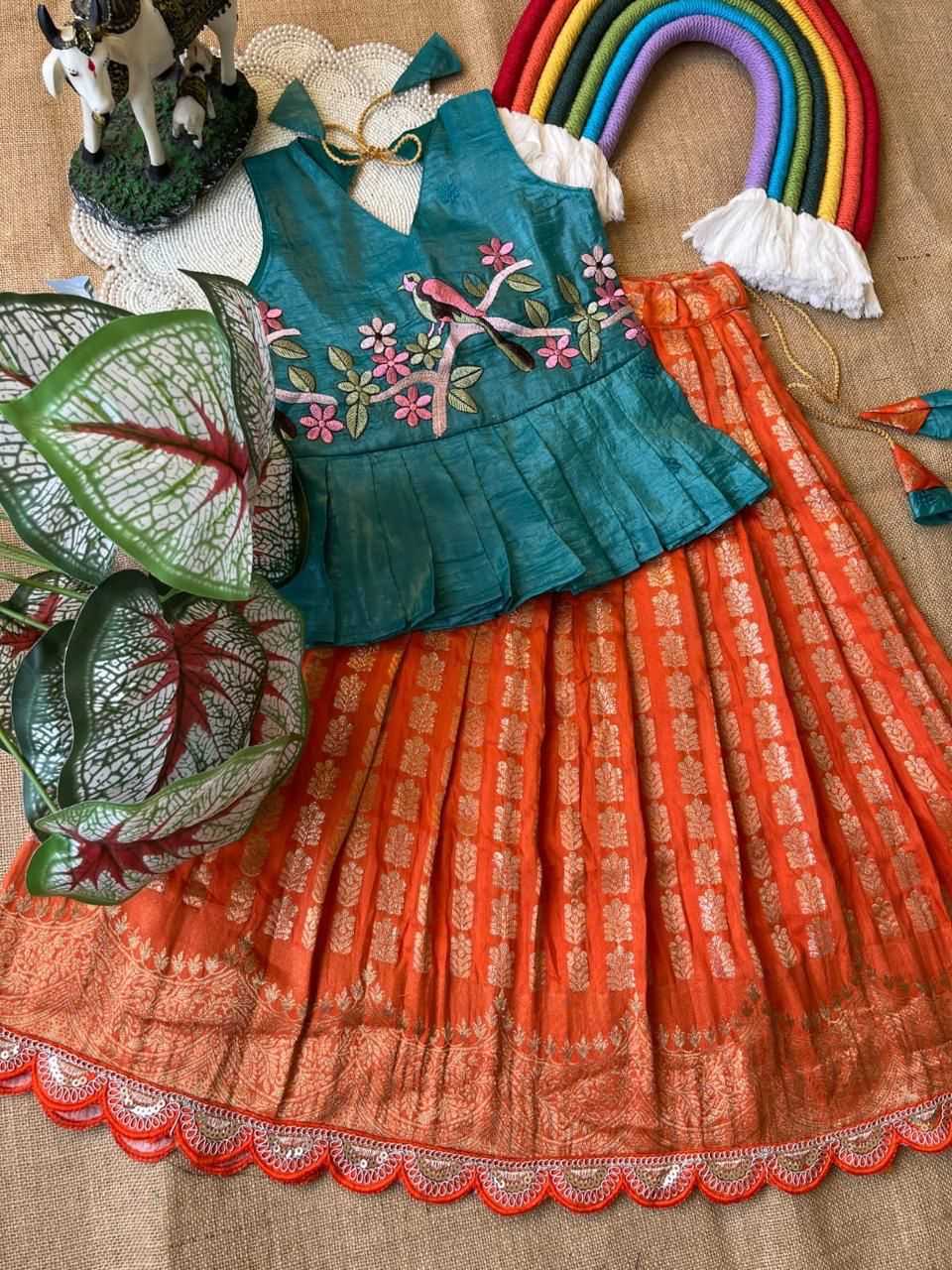 YNF Wholesale Georgette Kids Lehenga RIN235 Gold crush | Surat Manufacturer