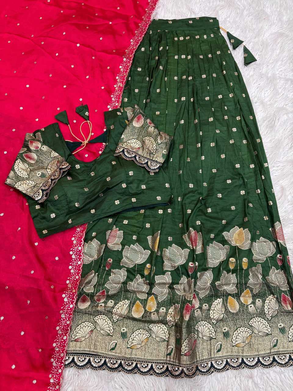 YNF Wholesale Jacquard Fancy Lehenga RIN195 Lotus | Surat Manufacturer