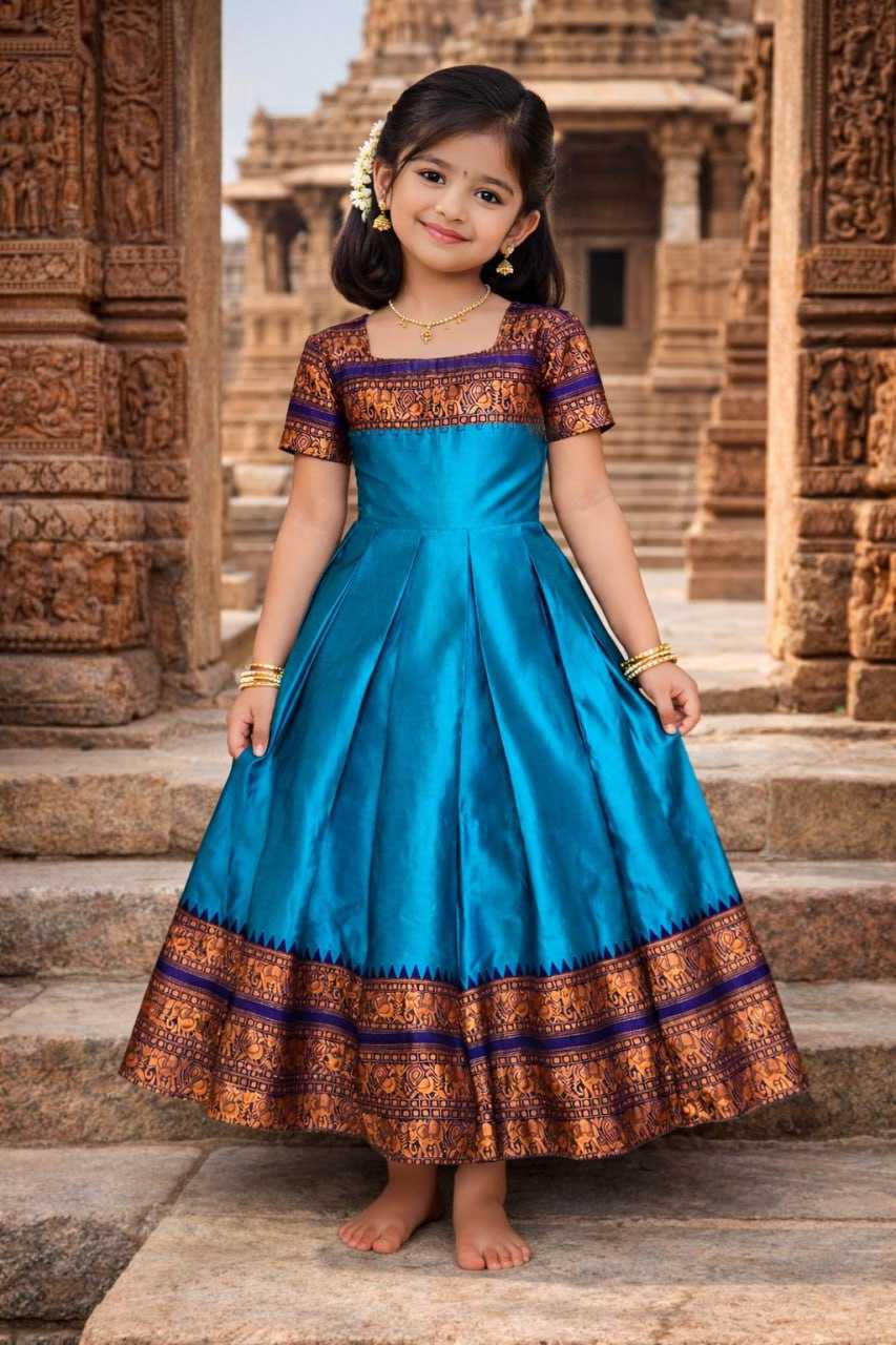 YNF Wholesale Lichi Silk Kids Gown KESH642 065 | Surat Manufacturer