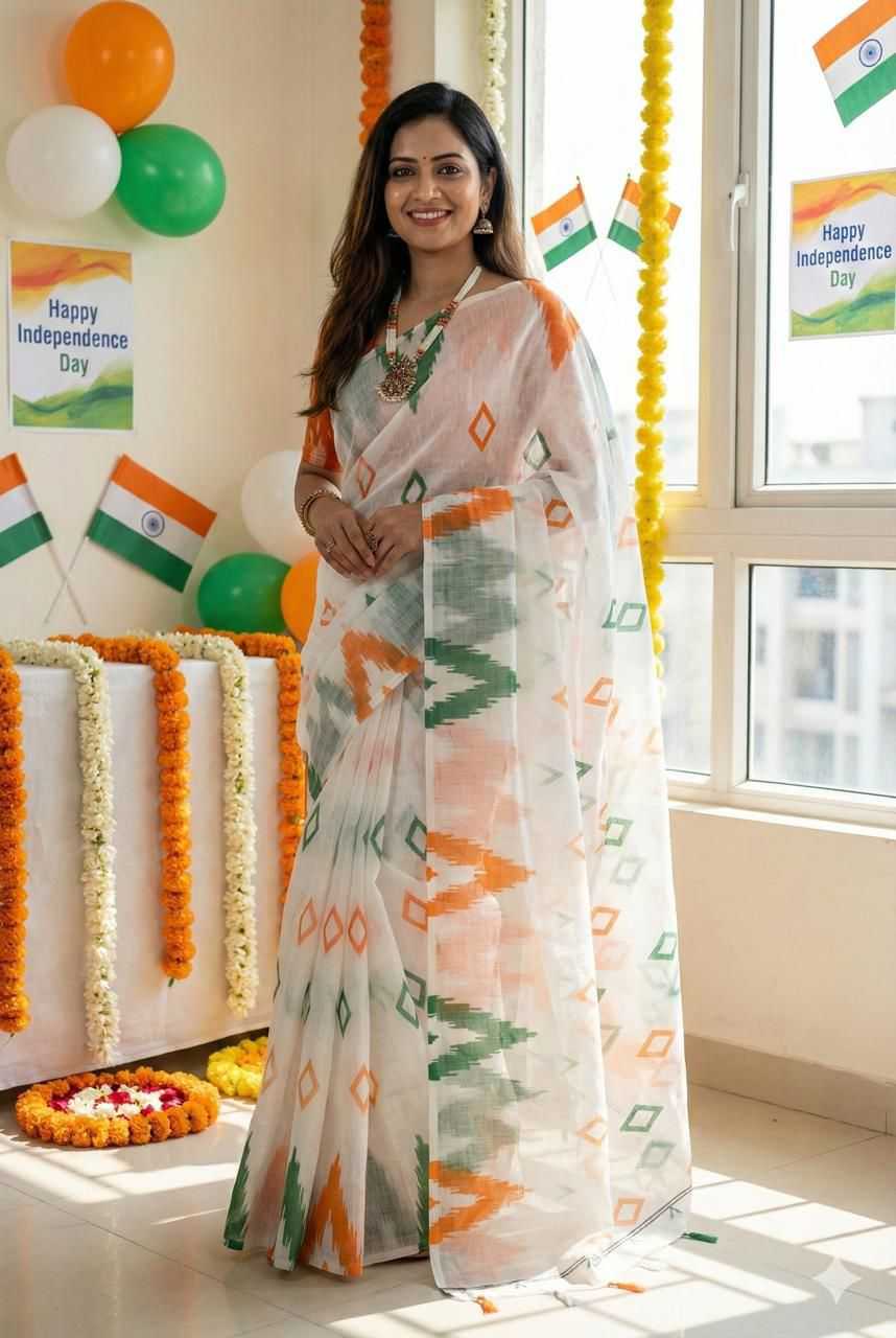 YNF Wholesale Linen Printed Sarees KESH577 CM-REPUBLIC DAY | Surat Manufacturer