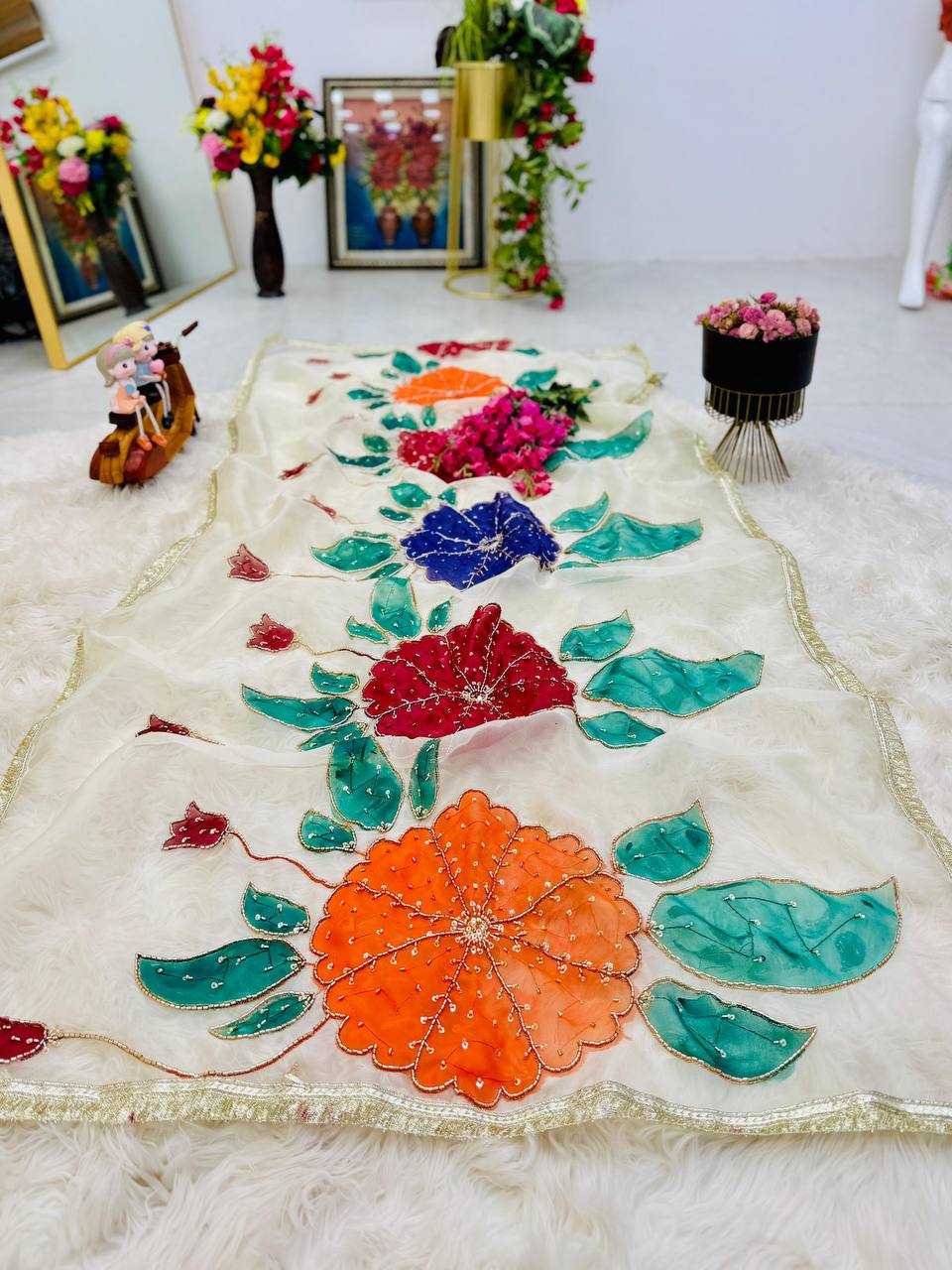 YNF Wholesale Organza Silk Printed Duppata KESH158 8007 | Surat Manufacturer